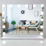 Ruication Hollywood Vanity Mirror with Lights, 50×40cm Large Lighted Makeup Mirror with 14 Dimmable Bulbs, 3 Color Modes, Touch Screen Control, Tabletop or Wall Mounted Cosmetic Mirror For Bedroom