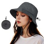 Acado Waterproof Bucket Hat Women - UV Protection Fishing Hats Ladies Adjustable Foldable Rain Hat Sun Summer Outdoor Hiking Cap Grey