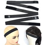 BLUPLE 3 PCS Adjustable Elastic Band for Wigs Edges Lace Melting Bands Edge laying Bands Elastic Wig Bands with Velcr, Thick Comfortable Durable (3 PCS, Black)