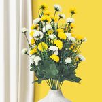 Kraft Seeds by 10CLUB Artificial Mixed Carnations | Yellow-White Carnations | 17 Stems | (Vase not Included)