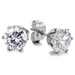 3-9 MM Mens Ladies White Cubic Zirconia Stud Earrings Stainless Steel, 2pcs(5mm)