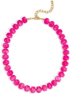 HolidayQbee Beaded Necklace for Women Boho Bead Chunky Necklace Big Bead Necklace Fashion Trendy Summer Pink Resin Beaded Necklaces Jewelry Gifts