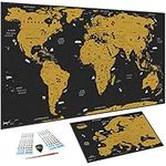 WIDETA Scratch off world map (82 x 43 cm), Including Europe map and accessories