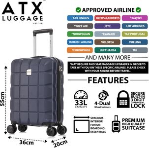 ATX Cabin Suitcase 21" – Lightweight 55x36x20cm, 33L, Morrocan Blue