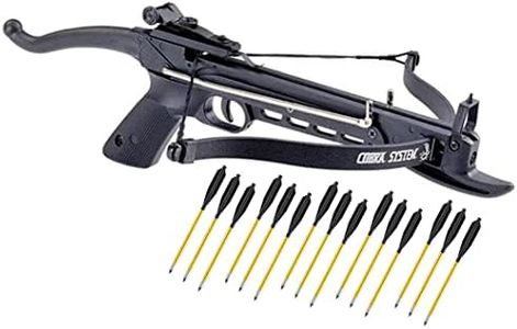 Isaazon 80lbs Self Cocking Hunting Pistol Crossbow with 15 Metal Arrows Black Cobra Limb