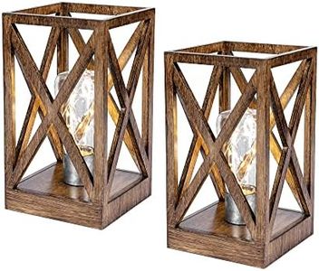 WINGBO 2 Pack Retro Battery Powered Table Lamps, Battery Operated Cordless Desk Lamps, Portable Lamp Set with Bulbs for Living Room Dining Room, Patio Backyard Indoor Outdoor Use, Faded Brown Finish