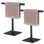 2 Pack Hand Towel Holder Stand, Free Towel Rack Stand Storage for Table, Black Towel Ladder Hanger Bar Drying for Bathroom Kitchen, Porte Serviette De Salle De Bain, Counter Organizer, Bathroom Decor