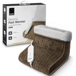 KEPLIN Electric Foot Warmer - 4 Adjustable Temperature Settings, 90-Min Auto Shut-Off Timer, Overheat & Overcurrent Protection, Soft Fleece Lining, Washable Inner Sleeves (32x28x26cm) (Brown, 1 Pack)