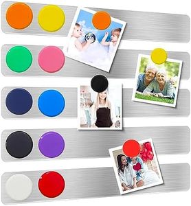 Magnetic Bulletin Strips 5PCS Self Adhesive Frameless Stainless Iron Bulletin Board Bar with 10 Magnetic Buttons for Memo Photo Notes Office School Home