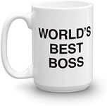 The Office World's Best Boss Dunder Mifflin Ceramic Mug, White 15 oz - Official Michael Scott Mug As Seen On The Office