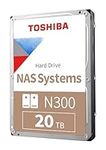 Toshiba N300 20TB NAS 3.5-Inch Internal Hard Drive - CMR SATA 6 GB/s 7200 RPM 512 MB Cache - HDWG62AXZSTA