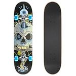 Xootz Kids Complete Beginners Double Kick Trick Skateboard Maple Deck - 31 x 8 Inches, Snake Skull, TY5844