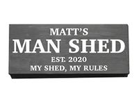 Man Shed Sign, Personalised Wooden Plaque, Cave, Est. Year, My Cave My Rules