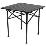 Rainberg Foldable Camping Table, Outdoor Indoor Use for BBQ, Picnic, Garden Parties, Foldable Portable Design. (Small Table, Black)