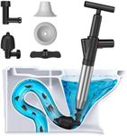 TheElves Toilet Plunger,High Pressure Air Drain Blaster Kit,Stainless Steel Plungers for Bathroom/Floor Drain/Shower/Sink/Bathtub/Clogged Pipe-Black