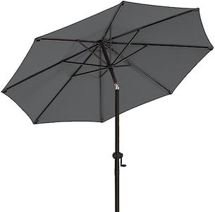 wikiwiki 9 FT Patio Umbrellas Outdoor Table Market Umbrella with Push Button Tilt/Crank,8 Sturdy Ribs, Fade Resistant Waterproof POLYESTER DTY Canopy for Garden, Lawn, Deck, Backyard & Pool, Grey