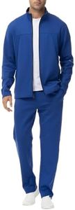 BGOWATU Men's Track suits set Sweatsuits Athletic Casual Sports Running Full Zip 2 Piece Outfits Royal Blue M