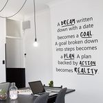 Motivational and Inspirational Office Wall Decal Sticker Vinyl Quotes for Business Teamwork Words and Saying Positive Decoration (A Dream Written Down with a Date Becomes a Goal)