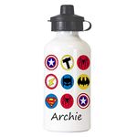 tigerlilyprints Personalised Boys Marvel superhero Bottle,Kids metal 400ml Drinks bottle,Personalised, Marvel Bottle,School Lunch Bag Bottles