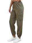 TAGAS Women's Solid Flap Pocket Side Drawstring Waist Cargo Pants || Cargo for Women Khaki