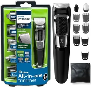 Philips Norelco Multigroomer All-in-One Trimmer Series 3000, 13 Piece Mens Grooming Kit, for Beard, Face, Nose, and Ear Hair Trimmer and Hair Clipper, NO Blade Oil Needed, MG3750/60