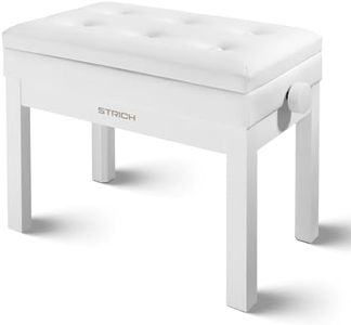 STRICH Adjustable Piano Bench with Storage, Wooden Keyboard Bench with Bookcase Stool Chair Seat with High-Density Sponges Cushion for Piano Shop Music School Studio, White, SPB-20