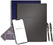 ROCKETBOOK Fusion Smart Reusable Planner,Calendar,And Note Template Pages,Pack Of 2 (Blue & Gray) Reusable Notebooks (8.5" X 11") With 2 Pilot Frixion Pens & 2 Microfiber Cloths Included