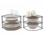 simplywire – 3 Tier Plate Racks – Pack of 2 Kitchen Cupboard Organisers – Black