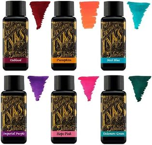 Diamine - 30ml Fountain Pen Ink - Colour Wheel - 6 x Bottles - Oxblood, Pumpkin, Steel Blue, Imperial Purple, Hope Pink, Delamere Green