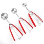 Ice Cream Scoop Set, UYOTBKEUB Professional 304 Stainless Steel Cookie Scoop with Easy Trigger, Perfect Make Ball for Melon Baller Cupcake Baking