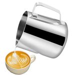 CACAKEE Milk Jug, Milk Frothing Pitcher Stainless Steel Espresso Steaming Jug, [Dishwasher Safe], 5 OZ/150ML Coffee Milk Frother Jug for Cappuccino Latte and Espresso, Sliver