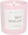 Sweet Water Decor Best Mom Ever Scented Candles - Soy Candles with Lemon, Rosemary, Jasmine, Honey, Violet, Sea Salt, Amber & Musk - Candle Wax with 70 Hours Burn Time - 15Oz Pink Matte Jar Candles