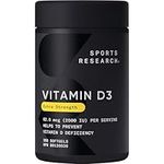 Sports Research Vitamin D3 2500iu (25mcg) with Coconut Oil - Vitamin D for Immune & Bone Support - Non-GMO Verified, Gluten & Soy Free (360 Liquid Softgels)