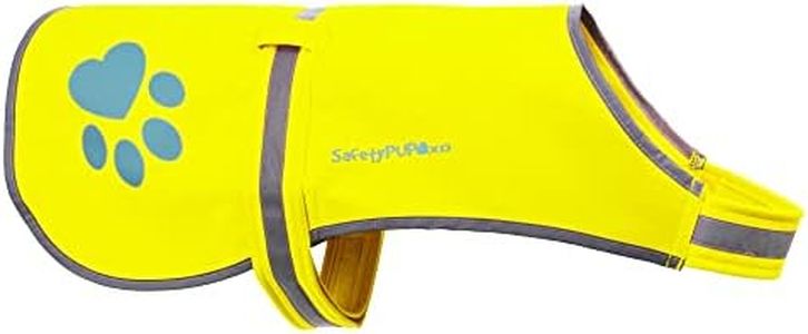 SafetyPUP XD Soft-Shell Waterproof Dog Vest. Hi Visibility, Reflective Jacket with Light Fleece Lining. Ideal in Cooler Climates. Fluorescent Hi Vis Safety Vest to Protect Your PUP Yellow