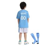 Eoklikla Personalised Soccer Jersey Man City Tracksuit, Home Kits for Boys Men's Football Training Shirts Shorts and Socks Activewear Football Kit Sportwear Soccer Jersey for Adults and Kids