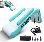 LVAOSTT Pontoon Waterfall Slide, Inflatable Water Boats Slide Island for Adults Kids Summer Lake Party