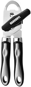 HAOCHUYI Classic Multifunction Can Opener and Bottle Opener Easy to Use, Razor Sharp Stainless Steel Cutting Wheel, Soft Ergonomic Handles, Black 