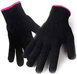 Heat Resistant Gloves for Hair Styling, Curling Iron, Flat Iron and Curling Wand, Black, Pink Edge, 2 Pack