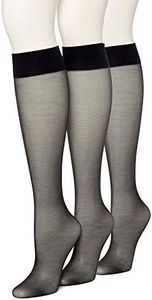 HUE Women's Sheer Knee Hi Socks 3 Pair Pack, Black - 3 Pair Pack, One Size