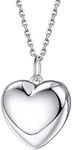 Bestyle High Polish Silver Heart Locket Necklaces for, Minimalist Heart Locket Pendant Charm That Hold Pictures Cute Love Heart Necklace Choker Statement Jewelry for Daughter