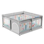 ToyaTec Baby Playpen,Playpen for Babies and Toddlers Large Baby Playard for Indoor and Outdoor,Kids Play Pen,Sturdy Safety Baby Fence with Soft Breathable Mesh Playard for Baby (Gray, 50x50 in)