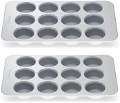 Caraway Non-Stick Ceramic 12-Cup Muffin Pan Duo - Naturally Slick Ceramic Coating - Non-Toxic, PTFE & PFOA Free - Perfect for Cupcakes, Muffins, and More - White