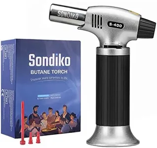 Sondiko Butane Torch S400, Refillable Kitchen Torch Lighter, Fit All Butane Tanks Blow Torch with Safety Lock and Adjustable Flame for Desserts, Creme Brulee, and Baking—Butane Gas Is Not Included