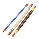 COMIART 3pcs Two Head Clay Color Shapers, Artist's Rubber Tip Paint Brushes, Pottery Clay Sculpture Carving Tools, Blending, Drawing