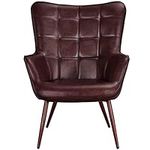 Yaheetech Accent Chair Faux Leather Modern Armchair High Back Sofa Chairs for Living Room/Bedroom, Chestnut Brown