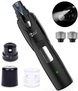 Molinillo de uñas para perros con luz y 2 ruedas, bajo nivel de ruido, cortaúñas para perros más potente, lima eléctrica para cortar uñas de mascotas, cuidado de garras sin dolor para gatos/pájaros