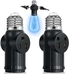 Light Socket to Plug Adapter (2 Pack), 2&3 Prong Light Bulb Outlet Socket Adapter, Professional Heat-Resistant Materials Light Socket Adapter, Light Bulb Plug Adapter for Expansion Sockets - Black