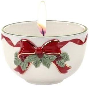 Spode Christmas Tree Ribbons Tea Light Candle Holder, 22K Gold Accents on Fine Earthenware, 3.75" Votive Candle Holder & Festive Holiday Decor - Ideal for Christmas Table Centerpieces