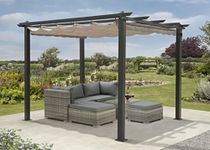 GDS Pergola 4m x 3m or 3m x 3m Garden Shade Gazebo Weather Proof, Aluminium, Patio Structure With Winter Protective Cover Included, Grey