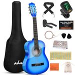 ADM Beginner Acoustic Classical Guitar 34 Inch Nylon Strings Wooden Guitar Bundle Kit for Kid Boy Girl Student Youth Guitarra Online Lessons with Gig Bag, Strap, Tuner, Strings, Picks, Blue